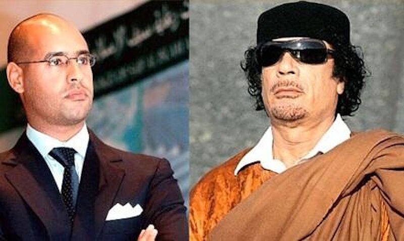 Klikni za povećanje Saif al-Islam Gaddafi Muammar Gaddafi father son libya