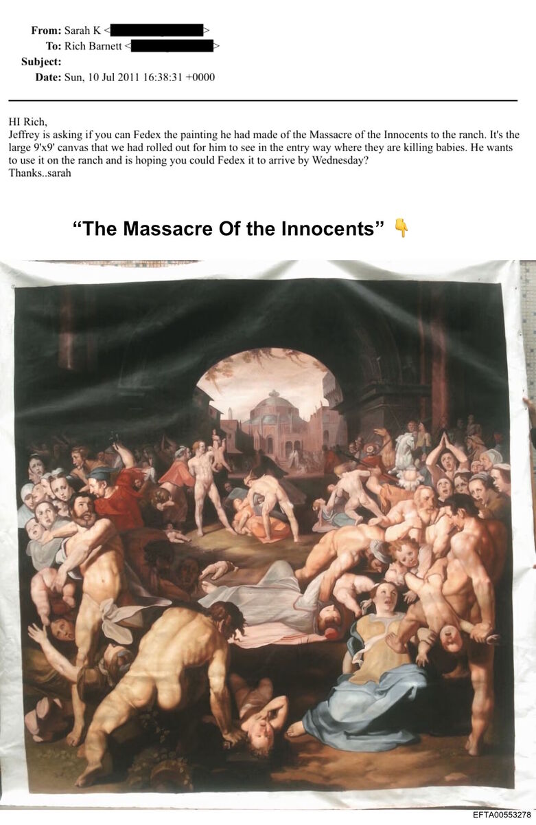 Klikni za povećanje epstein email painting zorro ranch massacre innocents