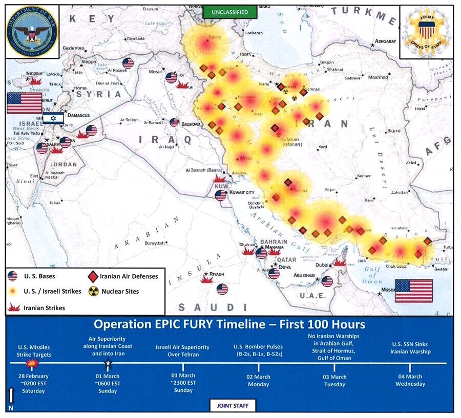 Iran US strikes first 100 hours war