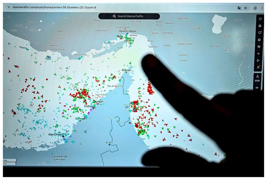 Container vessels trapped in the Strait of Hormuz