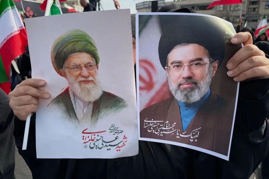 Pictures of Khamenei and son