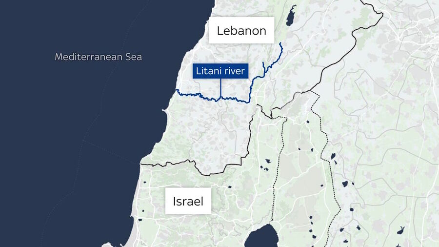 Klikni za povećanje lebanon litani river map israel new border
