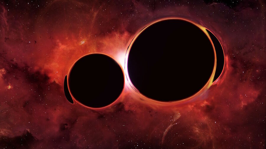 Klikni za povećanje black hole collision artist representation