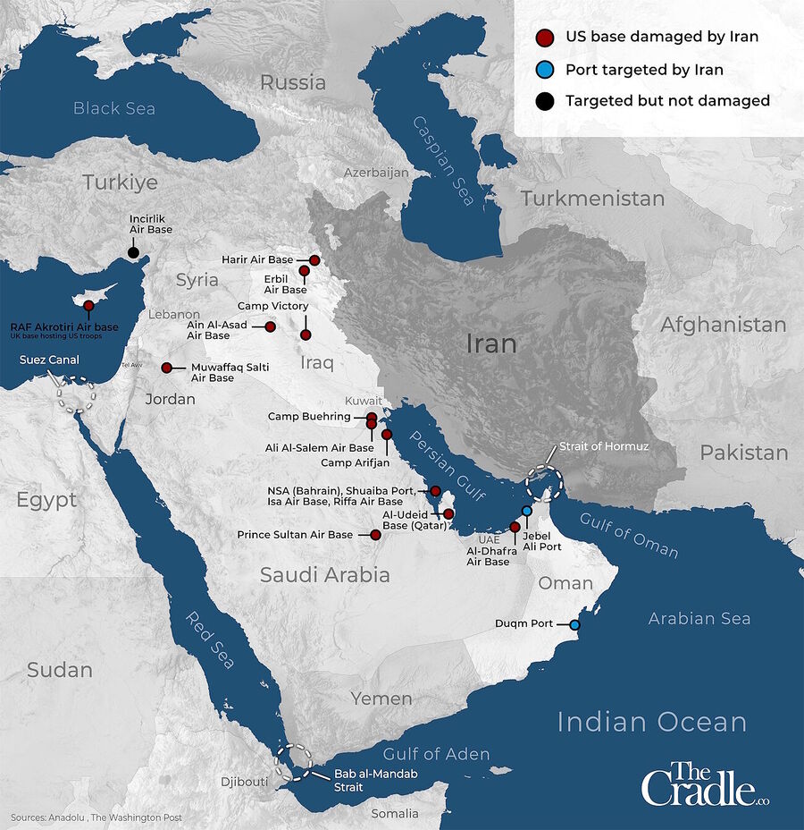map us bases middle east destroyed by iran