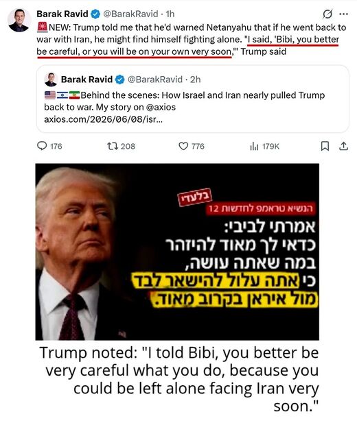 Klikni za povećanje tweet trump to israel may be on your own