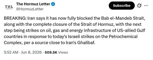 Klikni za povećanje tweet iran block bab el mandeb strait