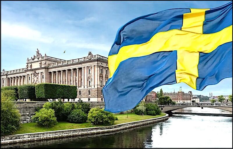 Swedish flag and Parliament House