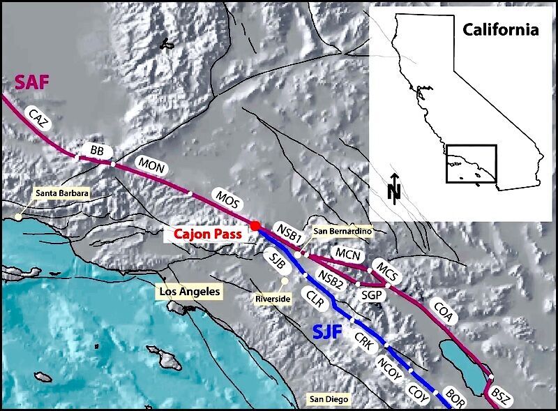 Cajon Pass equake map