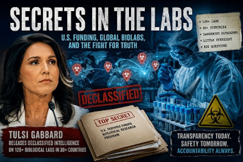 tulsi gabbard ukraine biolabs declassified collage